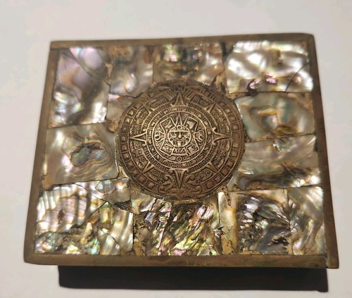 Vintage mexico brass - brass, abalone